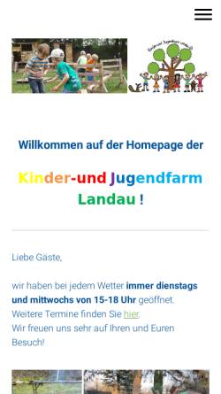 Vorschau der mobilen Webseite www.kinderundjugendfarm-landau.de, Kinder- und Jugendfarm Landau