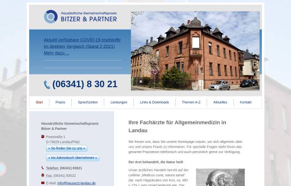 Vorschau von www.hausarzt-landau.de, Hausärztliche Gemeinschaftspraxis Bitzer & Partner