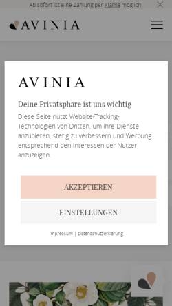 Vorschau der mobilen Webseite www.avinia.de, AVINIA GmbH