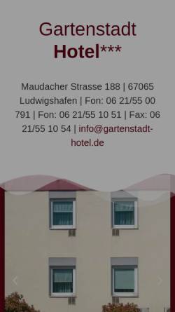 Vorschau der mobilen Webseite www.gartenstadt-hotel.de, Gartenstadt Hotel