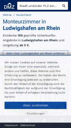 Vorschau der mobilen Webseite www.monteurzimmer-ludwigshafen.de, Monteurzimmer