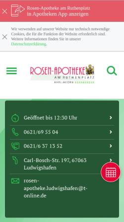 Vorschau der mobilen Webseite www.rosen-apotheke-lu.de, Rosen-Apotheke