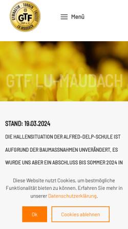 Vorschau der mobilen Webseite www.gtf-maudach.de, Sportverein GTF Maudach - Gymnastik, Turnen, Freizeit