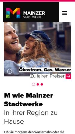 Vorschau der mobilen Webseite www.mainzer-stadtwerke.de, Mainzer Stadtwerke