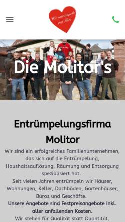 Vorschau der mobilen Webseite www.entruempelungsfirma-molitor.de, Entrümpelung Gerald Molitor