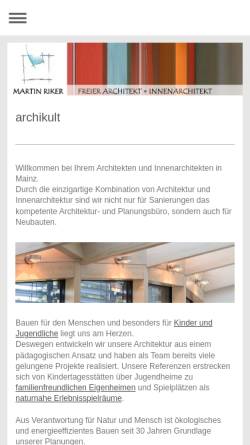 Vorschau der mobilen Webseite archikult.de, Archikult - Architekt Martin Riker Mainz