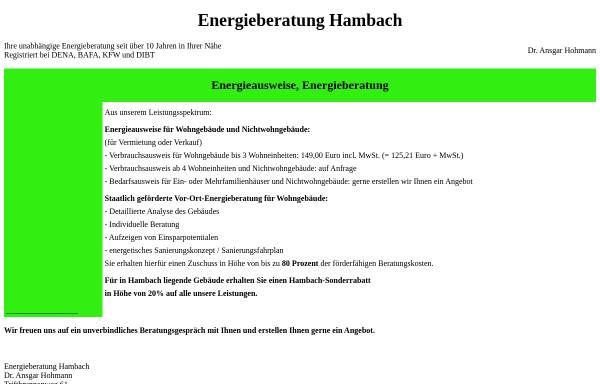 Vorschau von www.energieberatung-hambach.de, Energieberatung Hambach - Dr. Ansgar Hohmann