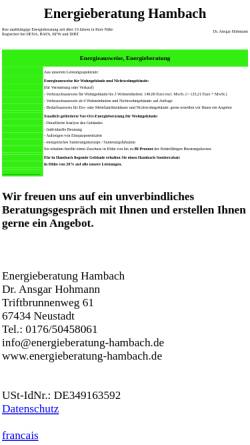 Vorschau der mobilen Webseite www.energieberatung-hambach.de, Energieberatung Hambach - Dr. Ansgar Hohmann