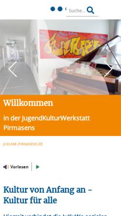 Vorschau der mobilen Webseite www.jukuwe-pirmasens.de, JugendKulturWerkstatt Pirmasens