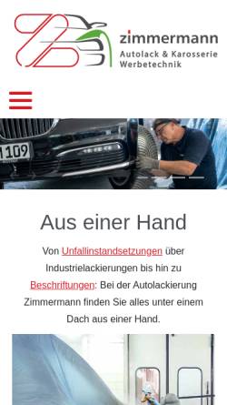 Vorschau der mobilen Webseite zimmermann-speyer.de, Autolackiererei Zimmermann
