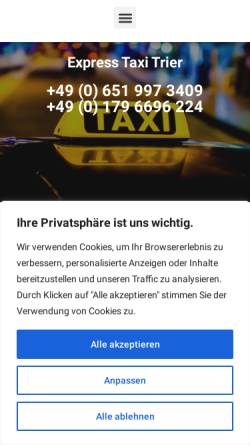 Vorschau der mobilen Webseite express-taxi-trier.de, Express-Taxi-Trier