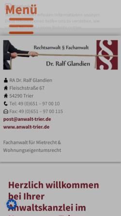 Vorschau der mobilen Webseite anwalt-trier.de, Rechtsanwälte in Bürogemeinschaft Dr. Ralf Glandien und Marina Buron