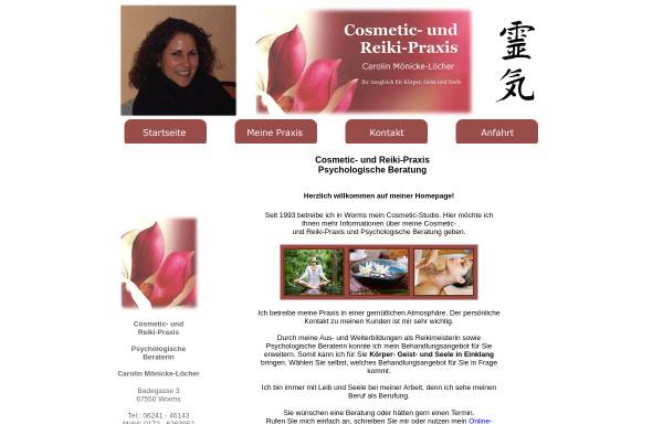 Vorschau von www.cosmetic-reiki.de, Cosmetic- und Reiki-Praxis, Carolin Mönicke