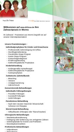 Vorschau der mobilen Webseite www.drfriese.de, Zahnarztpraxis Dr. Hubert Friese Dr. Gunhild Friese Dr. Astrid Schelz