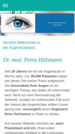 Vorschau der mobilen Webseite www.augenaerztin-dr-huelsmann.de, Augenarztpraxis Dr. med. Petra Hülsmann