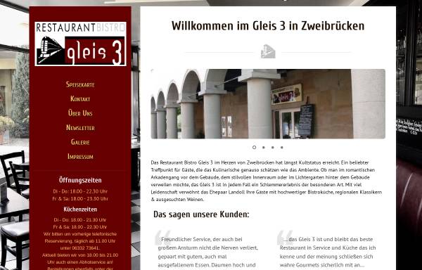 Vorschau von www.gleis3-zweibruecken.de, Restaurant Bistro Gleis 3