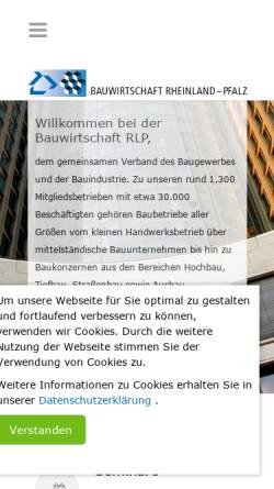 Vorschau der mobilen Webseite www.bauwirtschaft-rlp.de, Bauwirtschaft Rheinland-Pfalz e. V.