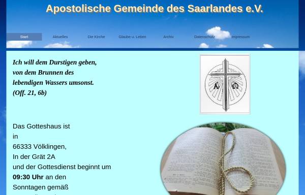 Vorschau von www.apostolische-gemeinde-des-saarlandes.de, Apostolische Gemeinde