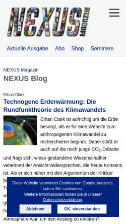 Vorschau der mobilen Webseite www.nexus-magazin.de, Nexus Magazin