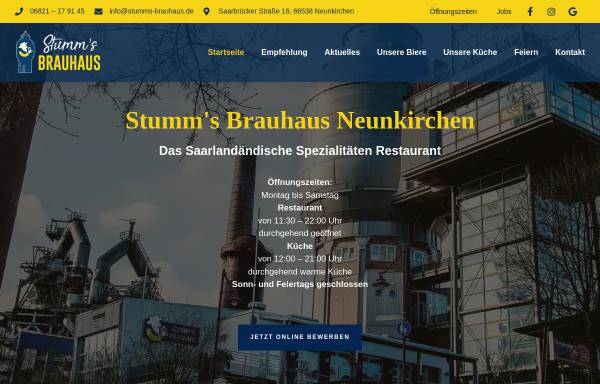 Vorschau von www.stumms-brauhaus.de, Stumms Brauhaus Turm Gastro GmbH