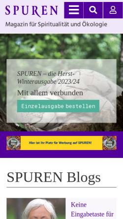 Vorschau der mobilen Webseite www.spuren.ch, Spuren - Magazin für neues Bewusstsein