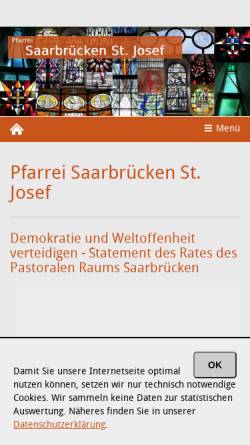 Vorschau der mobilen Webseite www.stjosef-saarbruecken.de, Katholische Pfarrei St. Josef Malstatt