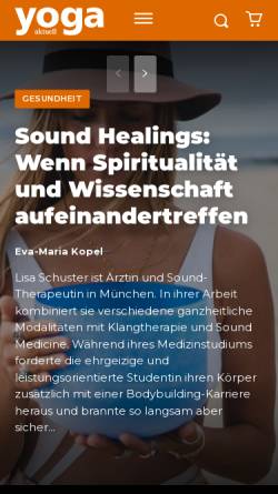 Vorschau der mobilen Webseite www.yoga-aktuell.de, Yoga Aktuell - Magazin für Yoga und Spiritualität