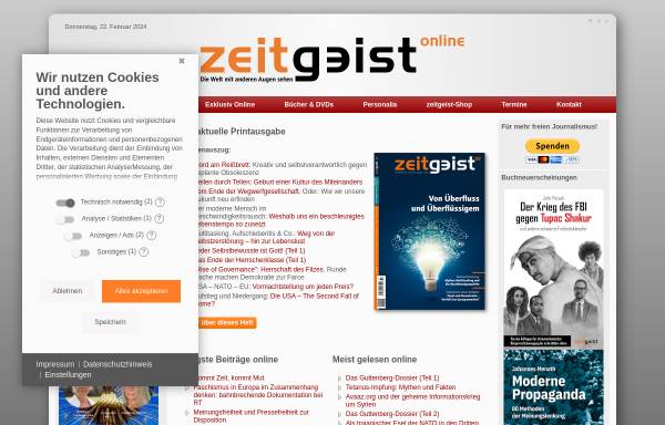 Vorschau von zeitgeist-online.de, ZeitGeist Online