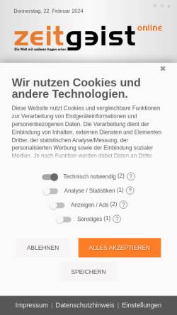 Vorschau der mobilen Webseite zeitgeist-online.de, ZeitGeist Online