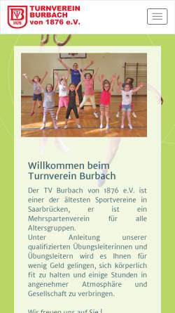Vorschau der mobilen Webseite tv-burbach.de, Turnverein Burbach