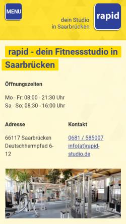 Vorschau der mobilen Webseite www.rapid-studio.de, Rapid Sportzentrum Michael Müller
