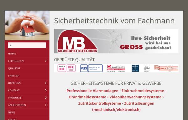 Vorschau von www.mb-sicherheitstechnik.de, MB Sicherheitstechnik GmbH