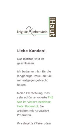 Vorschau der mobilen Webseite www.instituthaut.de, Institut Haut Brigitte Kliebenstein