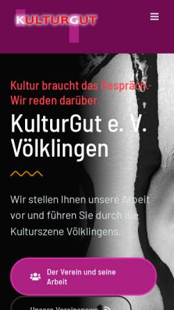Vorschau der mobilen Webseite www.kulturgut-voelklingen.de, KulturGut - Verein zur Förderung von Kultur und Kommunikation in Völklingen e.V.