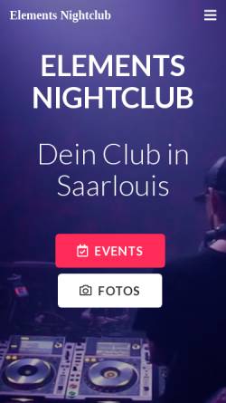 Vorschau der mobilen Webseite club-elements.de, Elements Nightclub Saarlouis