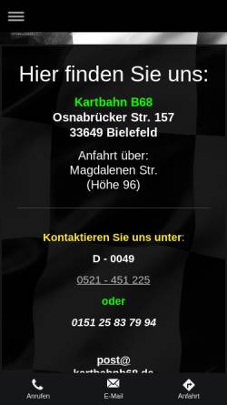 Vorschau der mobilen Webseite www.kartbahnb68.de, Kartbahn-B68