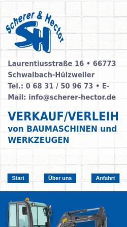 Vorschau der mobilen Webseite www.scherer-hector.de, Scherer und Hector GbR aus 66773 Schwalbach
