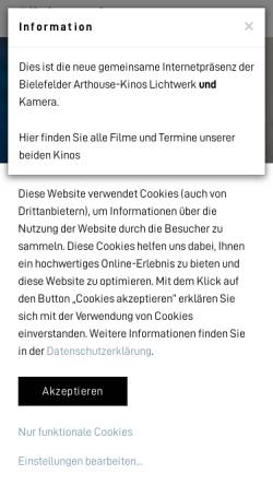 Vorschau der mobilen Webseite www.lichtwerkkino.de, Lichtwerk