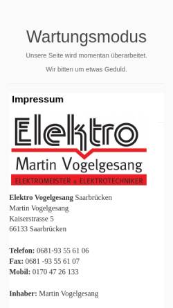 Vorschau der mobilen Webseite www.elektro-vogelgesang.de, Elektro Vogelgesang