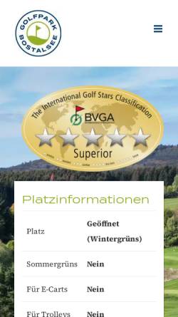 Vorschau der mobilen Webseite www.golfpark-bostalsee.de, Golfpark Bostalsee GmbH
