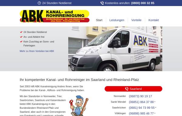 Vorschau von www.kanalreinigung-abk.de, ABK Kanal- und Rohrreinigung
