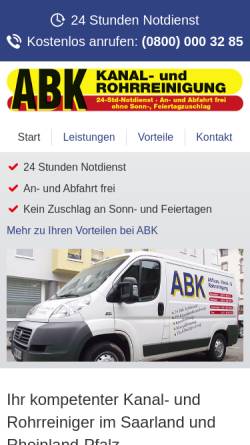 Vorschau der mobilen Webseite www.kanalreinigung-abk.de, ABK Kanal- und Rohrreinigung