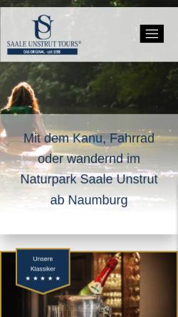 Vorschau der mobilen Webseite www.saale-unstrut.de, Saale-Unstrut Tours e.K. Inh. Frank Lange