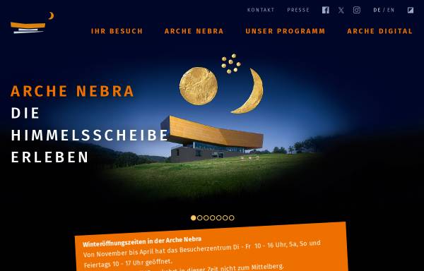 Vorschau von www.himmelsscheibe-erleben.de, Arche Nebra – Die Himmelsscheibe erleben