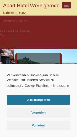 Vorschau der mobilen Webseite www.wernigerode.net, Apart Hotel Wernigerode
