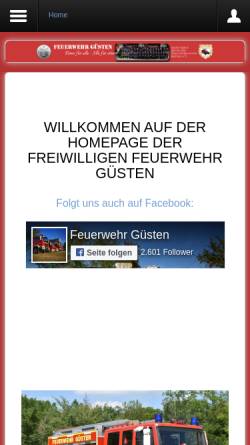 Vorschau der mobilen Webseite www.feuerwehr-guesten.de, Feuerwehr Güsten