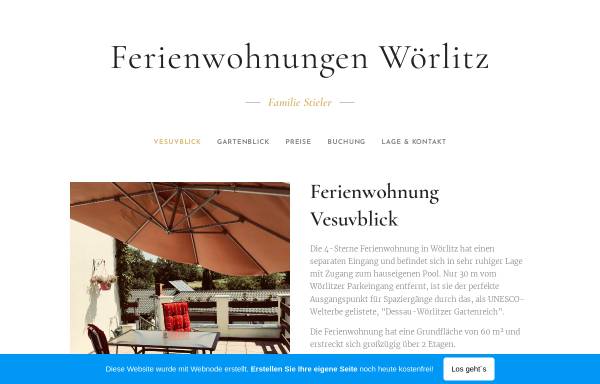 Vorschau von www.ferienwohnung-woerlitz.de, Ferienwohnung Stieler