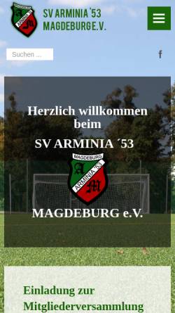 Vorschau der mobilen Webseite arminia-magdeburg.de, SV Arminia '53 Magdeburg e.V.