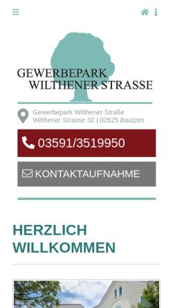 Vorschau der mobilen Webseite www.gewerbepark-bautzen.de, Gewerbepark Wilthener Straße GmbH
