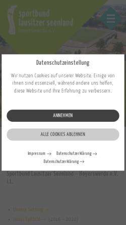 Vorschau der mobilen Webseite sportbund-lausitzer-seenland.de, Sportbund Lausitzer Seenland – Hoyerswerda e.V.
